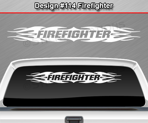 Firefighter Windshield Decal Sticker Tribal Flame Vinyl Graphic Design