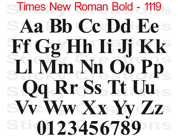 Font - Times New Roman Bold - 1119