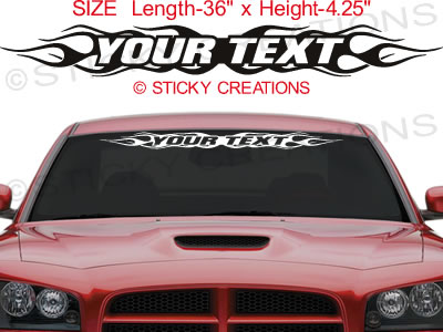 Design 100 Custom Windshield Flame Vinyl Graphic Sticker Decal Flaming Letters