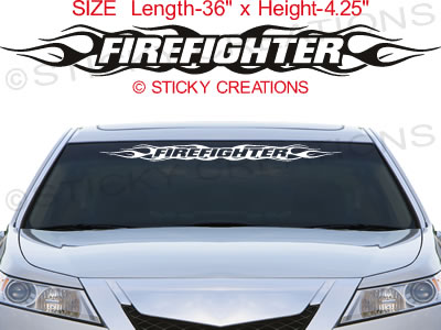100 FIREFIGHTER Windshield Decal Flame Sticker Graphic  