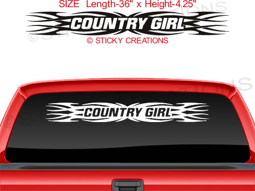 161 Country Girl Tribal Flames Windshield Vinyl Graphic Sticker Design Decal